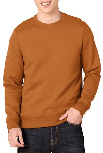 Amazon Essentials Men's Fleecetröja med rund hals (finns i Big & Tall), Muskotnöt, L