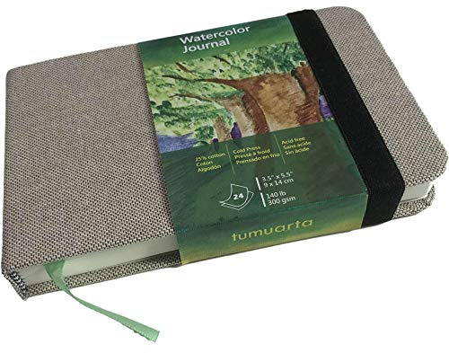 tumuarta Diario de acuarela, 150 libras, 300 g/m², papel de algodón, prensa en frío, microperforado, cuadernos de papel de acuarela para uso como cuaderno de bocetos de viaje y bloc de medios mixtos.