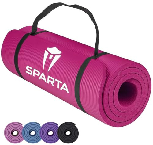NBR Yoga Mat Exercise Fitness foam Extra Thick Non-Slip Large Padded High Density for Pilates gymnastics stretching Workout with Free Carry Strap (Pink)