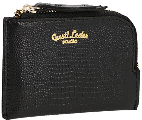 Gusti Geldbörse Leder - Irene Damen Kleines Portemonnaie Geldbeutel Kartenetui Münzbörse Vintage Schwarz Leder