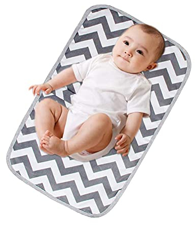 KAIAIWLUO Wickelunterlage für Unterwegs,Tragbar Reise Baby Windel Matte Faltbar wasserdichte Wickelunterlage mit Grauen Wellen für Babys Kleinkinder Neugeborene