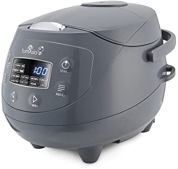 Yum Asia Panda Mini cuiseur à riz avec bol en céramique Ninja et logique floue avancée (3,5 tasses, 0,63 litre) 4 fonctions de cuisson du riz, 4 fonctions multicuiseur, 220-240V (Cobalt Grey)