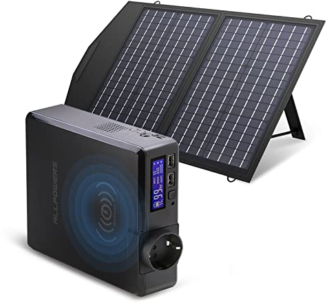 ALLPOWERS Tragbarer Powerstation 200W / 154Wh Akku Solar Generator Generatoren mit 60W Faltbares Solarpanel Backup Batterie Stromversorgung für Camping fischen im Freien Reisen Emergency Mobilphone