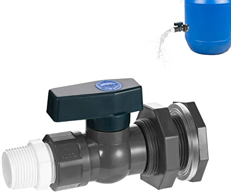 Shunfaji Robinet pour recuperateur d Eau de Pluie 3/4, Vanne pour tonneau de Pluie en PVC avec raccord de cloison et Adaptateur de Tuyau pour Aquariums, piscines, tonneaux de Jardin (3/4)