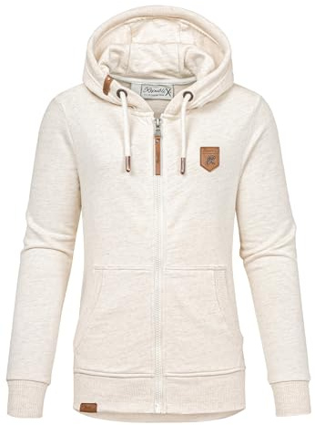 REPUBLIX Damen Sweatjacke Hoodie Sweatshirt Pullover Zipper Jacke RD-020 Beige L