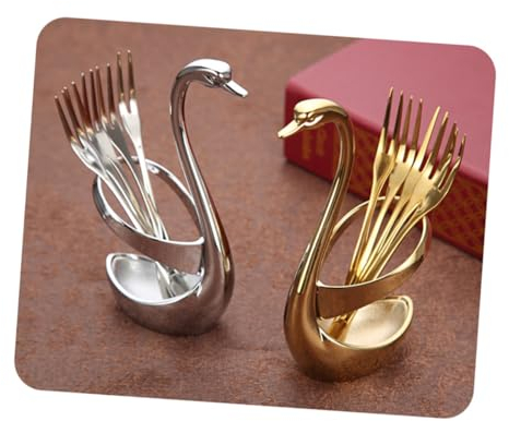 KICHOUSE Fourchettes À Fruits Acier Inoxydable À Deux Dents Avec Long Manche Idéales Pour Desserts Viande Et Fruits