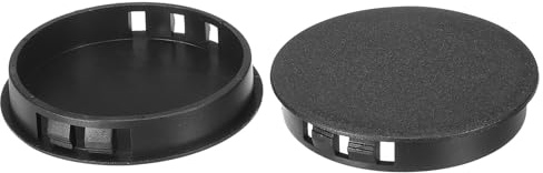 PATIKIL 60 mm (2,4) Plastique Trou Bouchons, 6pcs Affleurant Type Rond Trou Bouchons Couvercle Enclencher Verrouillage Trou Tube pour Table Cuisine Armoire Meuble, Noir