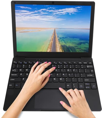 10.1-Inch Android 12 Laptop - Quad Core, IPS Display, Ultra Thin, Portable PC with Camera, WiFi, USB, Type C Charging (UK Plug)