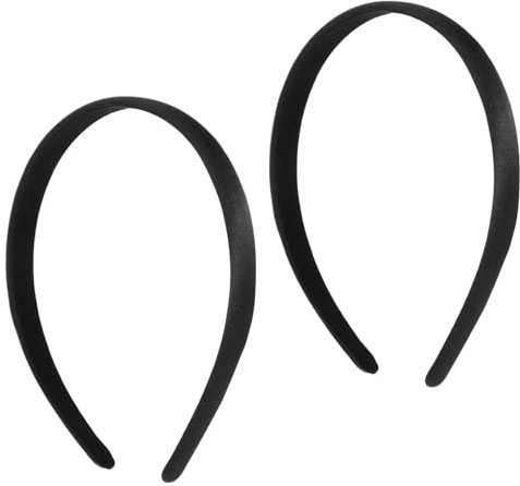 Qianyu 2 fasce per capelli in raso larghe e rigide, alla moda, antiscivolo, in tinta unita, per ragazze, donne, cosplay, Natale, Halloween, San Valentino