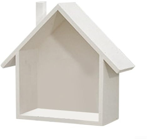 Yuanpgky Minimalistisches Design Wandregal mit kleinem Holzhaus Holz kleines Haus Retro und nostalgische Wanddekoration Regal minimalistisch (weiß)