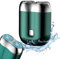 Elektrischer Rasierer, Mini Rasierer Herren Elektrisch,IPX7 Wasserdicht Elektrischer Rasierer Herren,Elektrorasierer Herren 2 in 1 Wasserdicht Kabellos Rotationsrasierer (Grün)