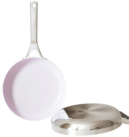 Tjean 26cm Nonstick Ceramic Frying Pan (No PFTE,PFOA,PFAS) Non Toxic Cookware with Stainless Steel Handle Compatible for Induction Gas Electric Ceramic Hob Oven, Oven Safe to 280°C (Lilac, 26cm)