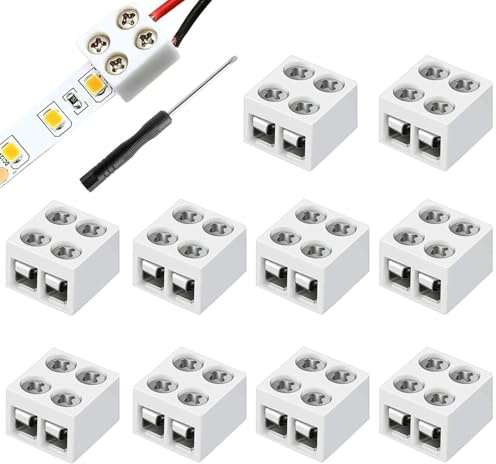 RUNCCI-YUN 10piezas conector cinta 5 V, 12 V, 24 V LED 2 pines 10 mm, cable LED empalme con destornillador