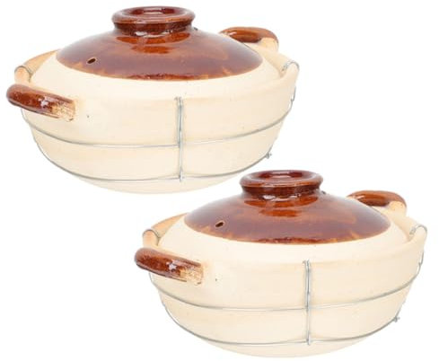 Warmhm 2pièces Cocotte Ronde Terre Cuite Avec Couvercle Plat De Cuisson Pour Four Pot Terre Cuite Pour Maison