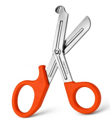 First Aid Scissors, Bandage Tough Cut Tuff-Cut Trauma Medical Shears for Nurses, Paramedics Doctors Students Theatre Hospitals, Veterinary, Firefighter, Rescue, Home and DIY (Orange, 7.5 Inches)