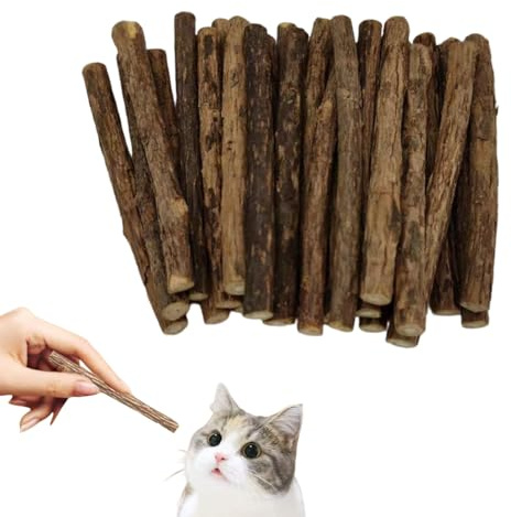 GNALIA Palitos De Catnip Para Gatos, 30 Unidades Color Marrón, Juguetes Masticables De Hierba Gatera Matatabi, Tamaño 120X6Mm, Para Entretenimiento Felino