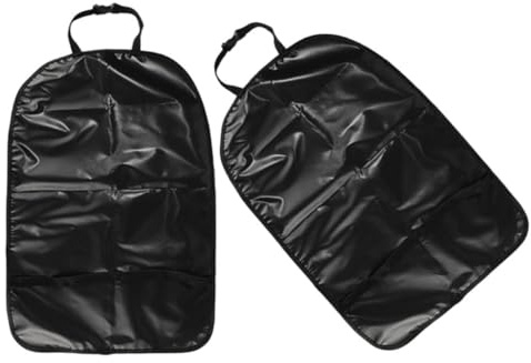 IWOWHERO Protezione per Seggiolino Auto Anti-calcio per Bambini, Coprisedile Schienale Resistente Cinghie Regolabili, Tappetino Protettivo Nero in Oxford per Interni Auto, Set da 2 Pezzi