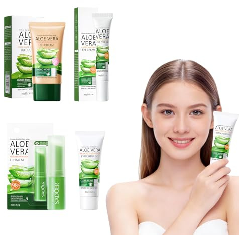 Bb Cream, Aloe Vera Getönte Tagescreme, Getönte Tagescreme Testsieger, 1 Tube Aloe BB Creme, 1 Lippenstift, 1 Augencreme, 1 Peeling, Mit Langlebig Tinted Moisturiser, Gleichmäßige Hautton