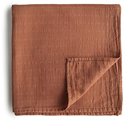 mushie Musselin Baby Wickeldecke | 100% Bio-Baumwolle | Sichere, Hochwertige & Langlebige Erstausstattung für Kleinkinder Kinder Jungs & Mädchen (Rotbraun)