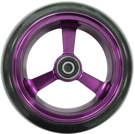 RIANTWHEEL, 5 X 1.4 inch, Solid, PU Wheels, Wheelchair Casters, Aluminum Rim, one Pair (Purple)