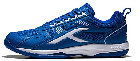 HUNDRED Scarpe da badminton professionali antitraccia Raze per uomo | Materiale: ecopelle | Adatto per tennis indoor, squash, ping pong, basket e paddle (blu/bianco, taglia: EU 38, UK 4, US 5)