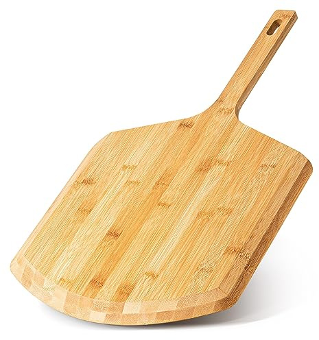 Pizza Peel 16 Inch, Natural Bamboo Pizza Peel Pizza Paddle Spatula Oven Accessory for Large Wood Pizza Board For Transferring & Serving, Wood Pizza Cutting Board for Cheese Bread Fruit Vegetables