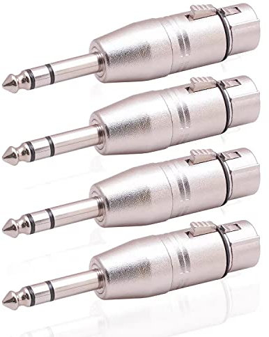 Smithok 4 Pack XLR Female to 1/4 TRS Adapter, Balanced Female XLR to Quarter Inch 6.35mm Male Adapters