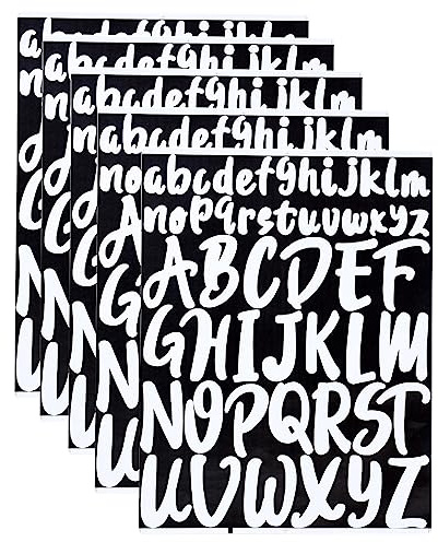 5 ark stora bokstäver klistermärken 1 tum 5 cm vinyl alfabet klistermärken självhäftande bokstäver vattentäta klibbiga bokstäver för scrapbooking hantverk skyltar affischkort fönster brevlådor (vit)