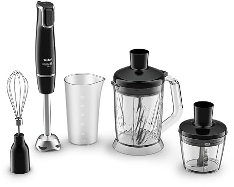 Tefal HB94L8 Infinyforce Stabmixer, XL 5 in 1 Zerkleinerer Kompaktzerkleinerer Schneebesen, Messbecher, Gold Titan beschichtete Klingen, einfache Bedienung, Spritzschutz
