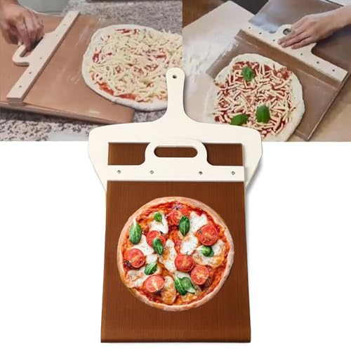 Cáscara de Pizza Deslizante, Deslizador de Cáscara de Pizza Antiadherente, Que Transfiere la Pizza Perfectamente, Paleta de Pizza de Madera Ligera para Hornear, 19,7 X 11,8