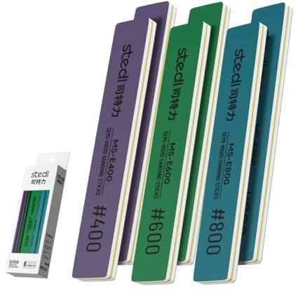 stedi Sanding Sticks, Model Hobby Making Tools, Polishing Sanding Sticks Tools for Gundam Repairing Plastic Model and Miniature Model 6PCS (#400 * 2 +#600 * 2 +#800 * 2)
