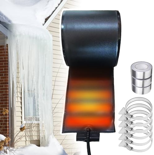 Tapetes Eléctricos Para Derretir Nieve En Exteriores Para Canaletas De Techo, Cinta Calefactora Para Techos De 50 °C/122 °F, Disponible 2,4 a 24,9 Pies | Material Flexible PVC,760cm/24.9ft