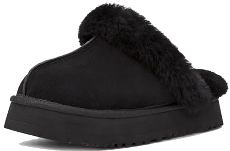 Fallzor Platform Slippers for Women Faux Suede Slip On Round Toe Ladies Slippers Fluffy Warm Winter Comfortable Soft Lining Mule Slippers Gifts for Women