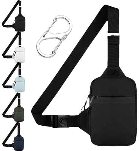 Générique 2026 Sacoche | Sac à bandoulière imperméable pour homme et femme, sac de poitrine avec double poche pratique (Noir, Petit)