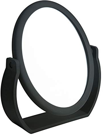 Bath Bliss Double-Sided Free-Standing Swivel Vanity Mirror | Regular & 10X’s Magnification | Make-up & Shaving Use | Freestanding | Tabletop | Rubberized | Black