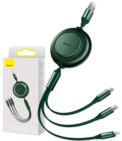 Baseus Bright Mirror 2, cable USB 3 en 1 para micro USB/USB-C/Lightning 3.5A 1.1m (verde)