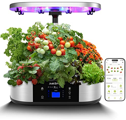 JustSmart WiFi 12 Pods Hydroponics Growing System with APP Controlled, Indoor Garden Up to 30 with 48W 120 LED Grow Light, Silent Pump System, Automatic Timer for Home Kitchen Gardening