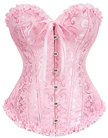 Alivila.Y Fashion Womens Lace Up Corset Top Bustier Corsets for Women 810-Pink Lace-4XL