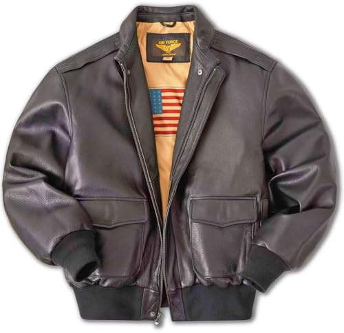 Landing Leathers Men Air Force A2 Leather Bomber Jacket (Also available in Big & Tall), Brown, X-Large