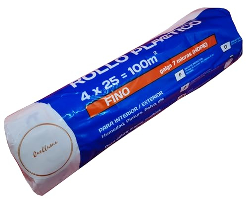 CAELLUMA - Abdeckfolie Maler - 10 Mikron - 4m x 25m (100m² Abdeckung) - Wasserdicht für alle Oberflächen: Möbel, Böden, Gärten und mehr - Ideal zum Streichen von Wänden und Decken