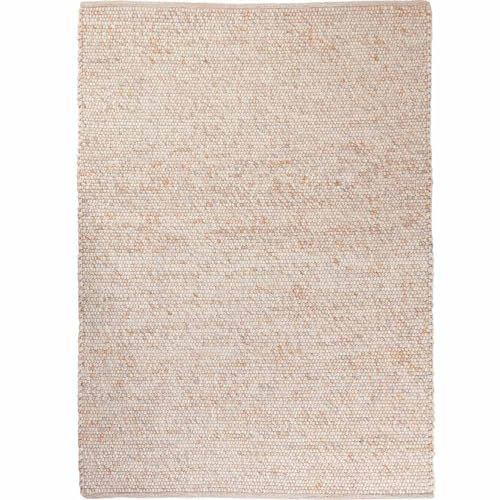 Knutzen Wohnen Mala Wollteppich flach gewebt 120 x 170 cm Natur hell - Teppich Wolle Natur - Handgewebter Schurwollteppich mit angenehmem Lauferlebnis