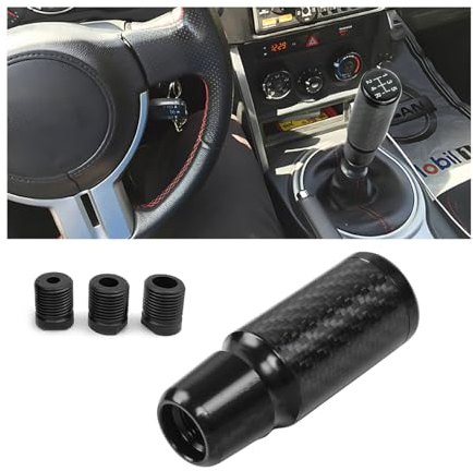 JNNJ Auto 6 Gang Schaltknauf, Manueller Schaltknauf Aluminiumlegierung Auto-Knopf Schalthebel, mit 3 Adaptern für Meisten Manuelle Automatik Fahrzeuge(Schwarz)