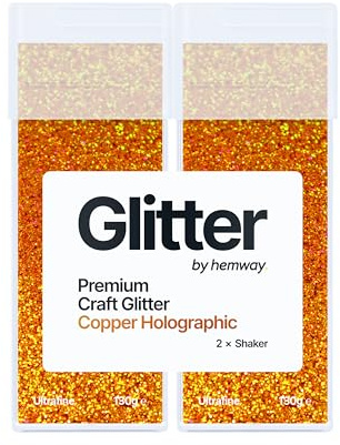 Hemway Craft Glitter Shaker Copper Holographic 130g x2 Pack Ultrafine | for Resin & Epoxy Crafts, Christmas Art Supplies, Nail, Body, Face, Eye, Festival, Crafting, Slime, Sparkle
