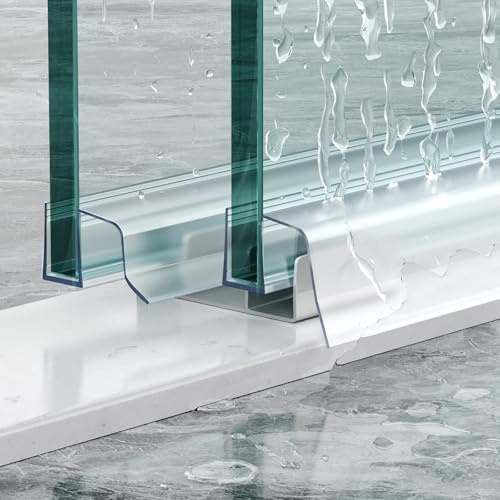 FCSOTSPS Sliding Shower Door Bottom Seal, 2 PCS 3/8 x 36 Sliding Shower Door Sweep for 3/8Inch Glass, Frameless Glass Door Seal Strip Stop Shower Leaks and Create a Water Barrier
