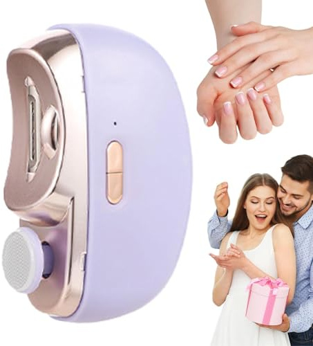 Cortaúñas eléctrico, cortaúñas automático con luz LED, cortaúñas recargables de 2 velocidades con recogedor, cortaúñas eléctrico para recién nacidos, bebés, niños, adultos y personas mayores