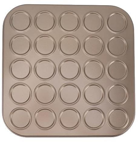 NNXHWY Teglia per Muffin, Macaron, Teglia per Muffin, Teglia per Muffin, Stampi per Dolci, in Acciaio Al Carbonio, per Cottura Al Forno, Oro(25 buche)