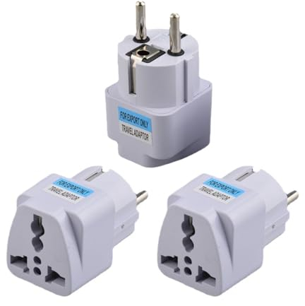 Powice 3 Stück Universal Adapter, 10A/250V 500W Travel Adapter,Adapter UK auf EU, EU Stecker Adapter, Internationaler Stecker Adapter für Großbritannien, die USA, China und mehr