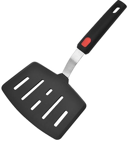 Silikon slitsad stekspade spatel, äggspatel, silikon fiskspatel vändare bred pannkaka fisk slitsade spatlar för matlagning vändning pressning fisk ägg pannkakor (svart, storlek: 27 x 15 cm)