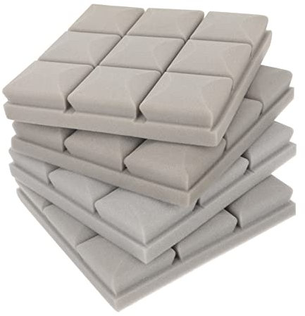 SHOWERORO Panel Insonorizante De Espuma Acústica 4 Pcs Acolchado Insonorizante Ignífugo 25x25x5 Cm Material Antiflama Para Estudio Oficina y Sala De Cine Reducción De Ruido y Eco Color Gris