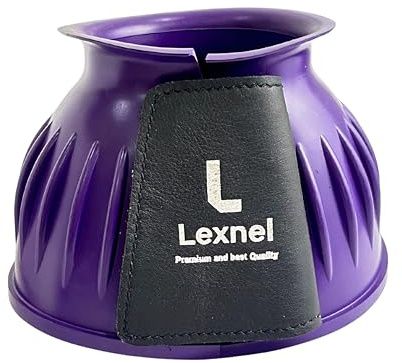 Lexnel Rubber Horse Bell Boots – Durable Overreach Protection & Secure Hook-and-Loop Closure (Purple, Large)